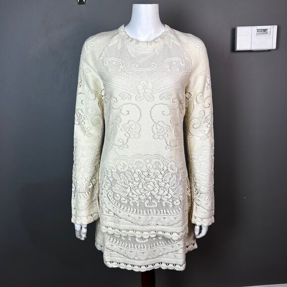See By Chloe Dress size 8 FR 42 lace long sleeve Victorian sweater tiered - Picture 2 of 15